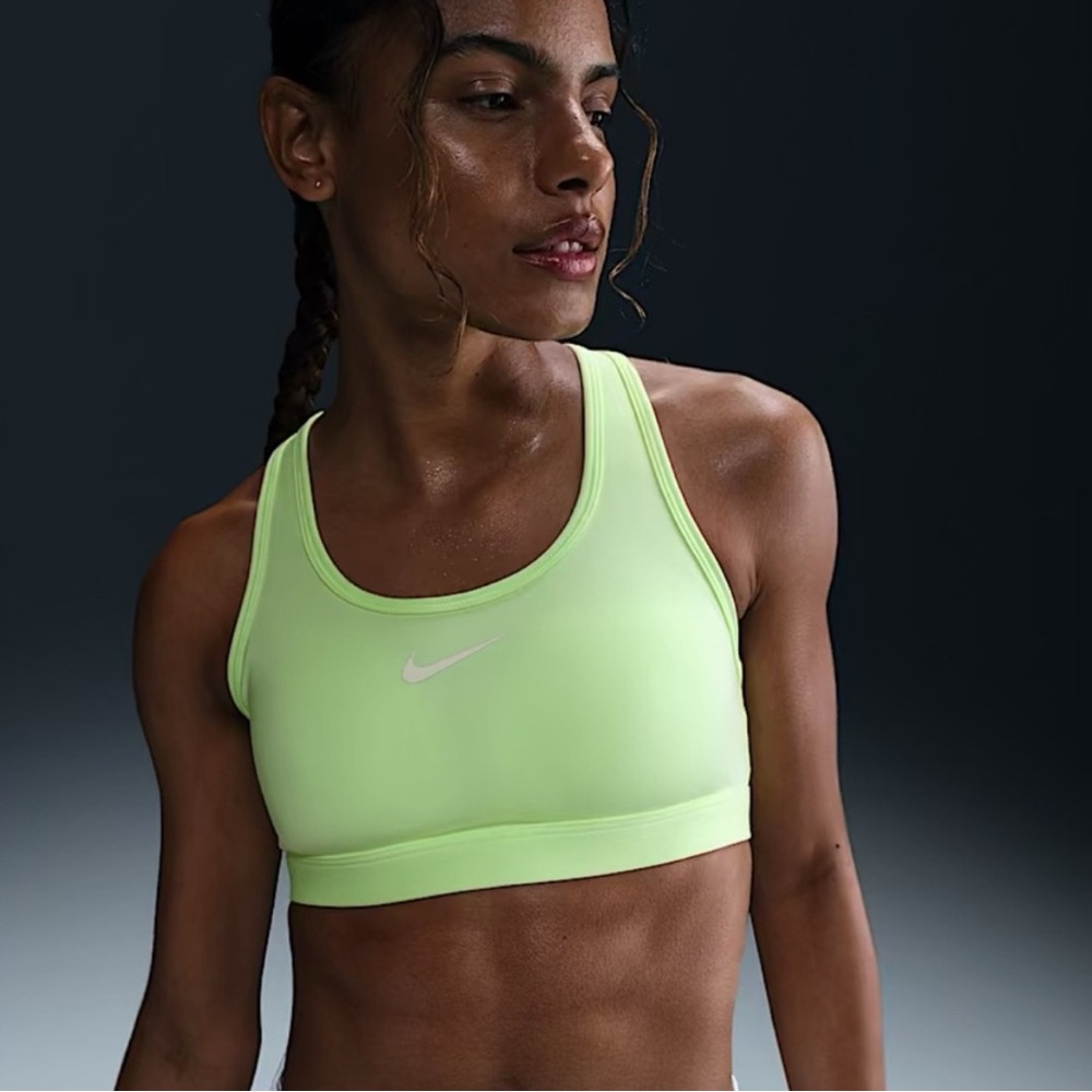 Nike Swoosh Medium Support Padded Racerback Womens Medium Sports Bra Barely Volt